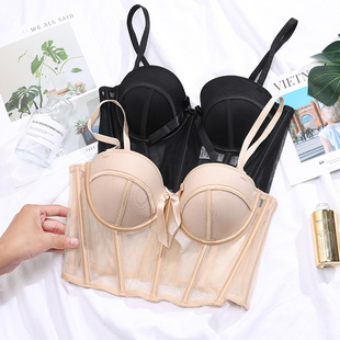 French Style Underwear Women's Fishbone Vest Adjustable Small Breast Push-Up Sexy Thin Bra Underwear Autumn Bra Wholesale