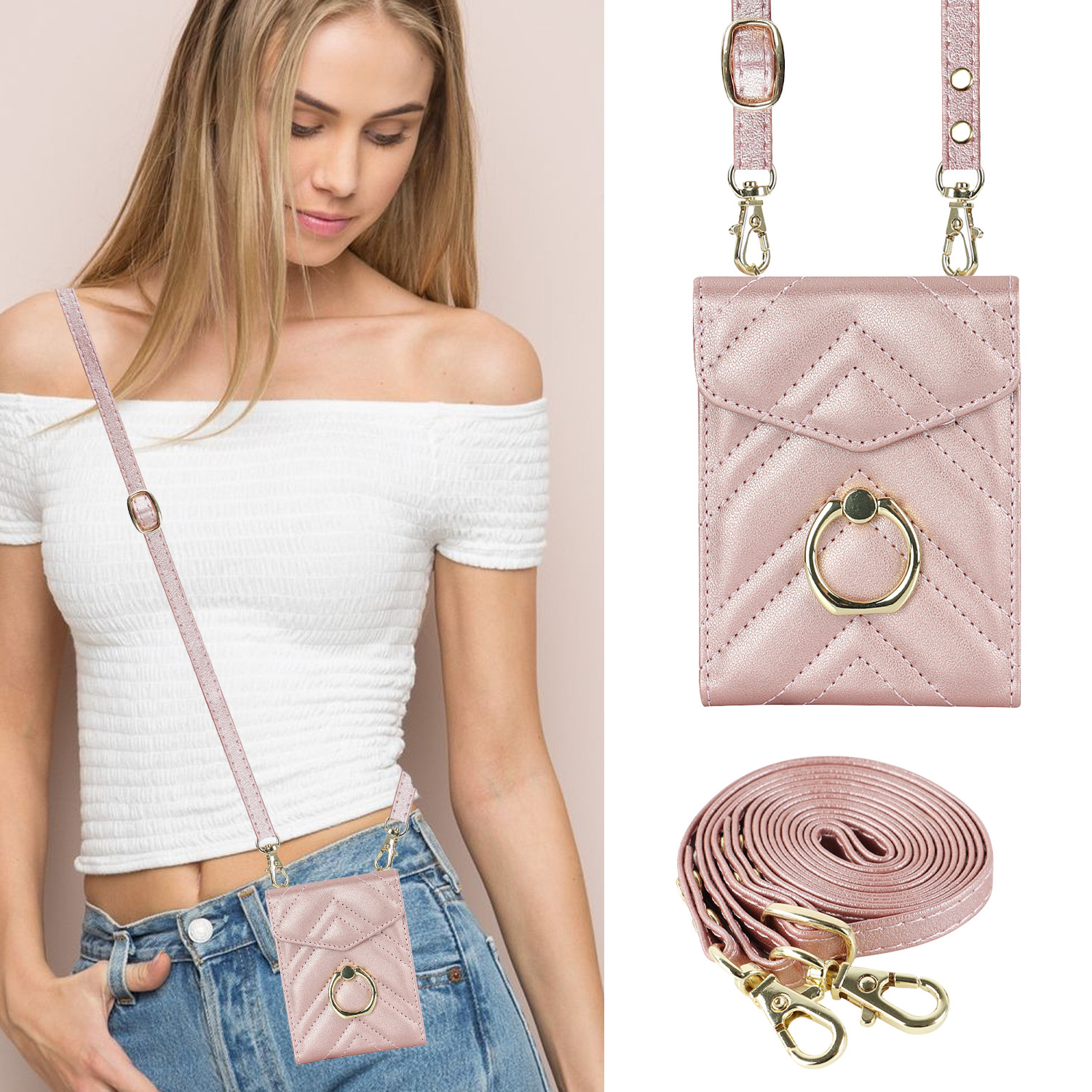 Adecuado para Samsung Z Flip 5 mensajero multifuncional 4 funda para teléfono móvil plegable Flip6 anillo de fragancia pequeña funda de cuero para teléfono móvil