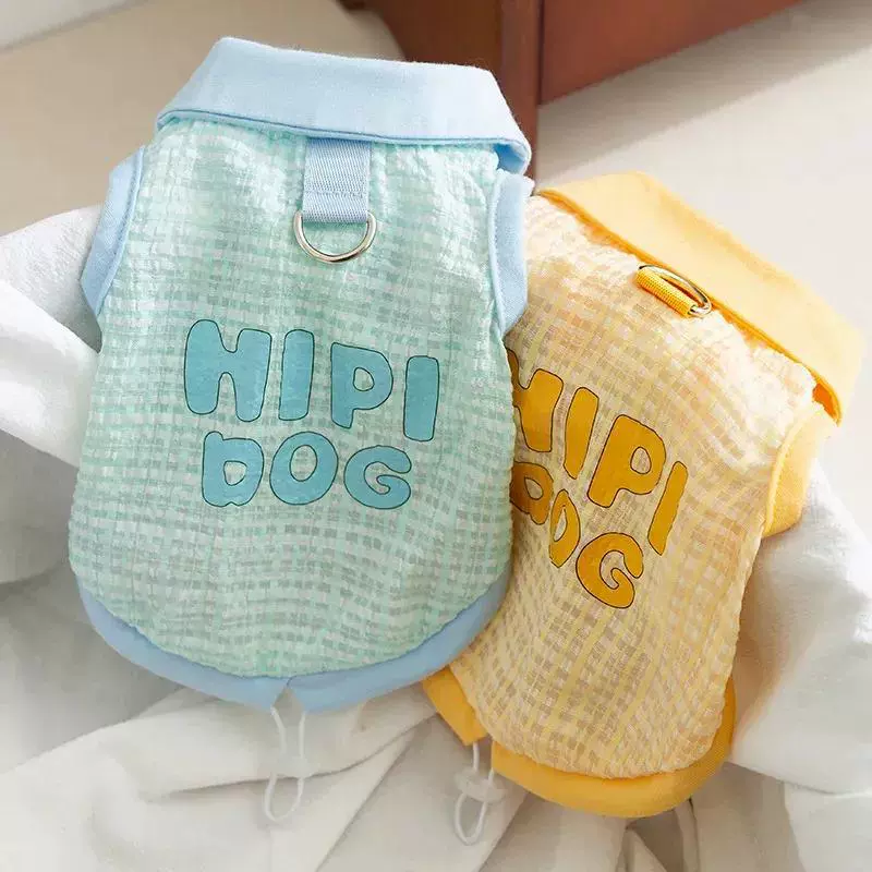 Весенне-летний жаккардовый клетчатый жилет на шнурке с лацканами для собак, жилет на двух ножках для собак маленького размера, одежда для домашних животных Тедди Бишон Померанский шпиц