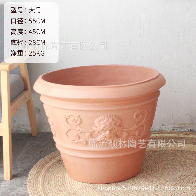 Maceta de cerámica Roja en relieve grande