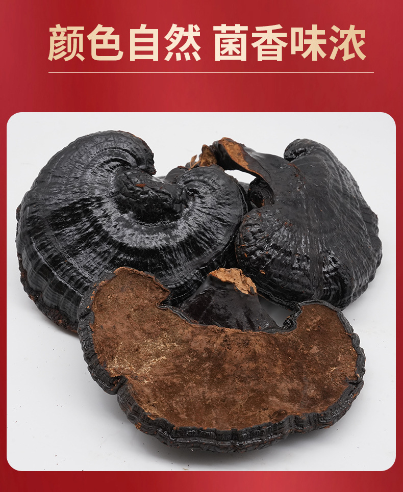 Black Lingzhi Whole Dried Reishi Mushroom 500g Changbai Mountain Hei Ling Zhi for Soup and Tea specifications