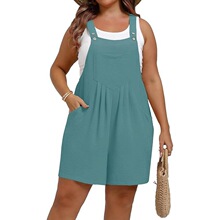W 34067 Women's Solid Jumpsuit Shorts ��������̿� �羳