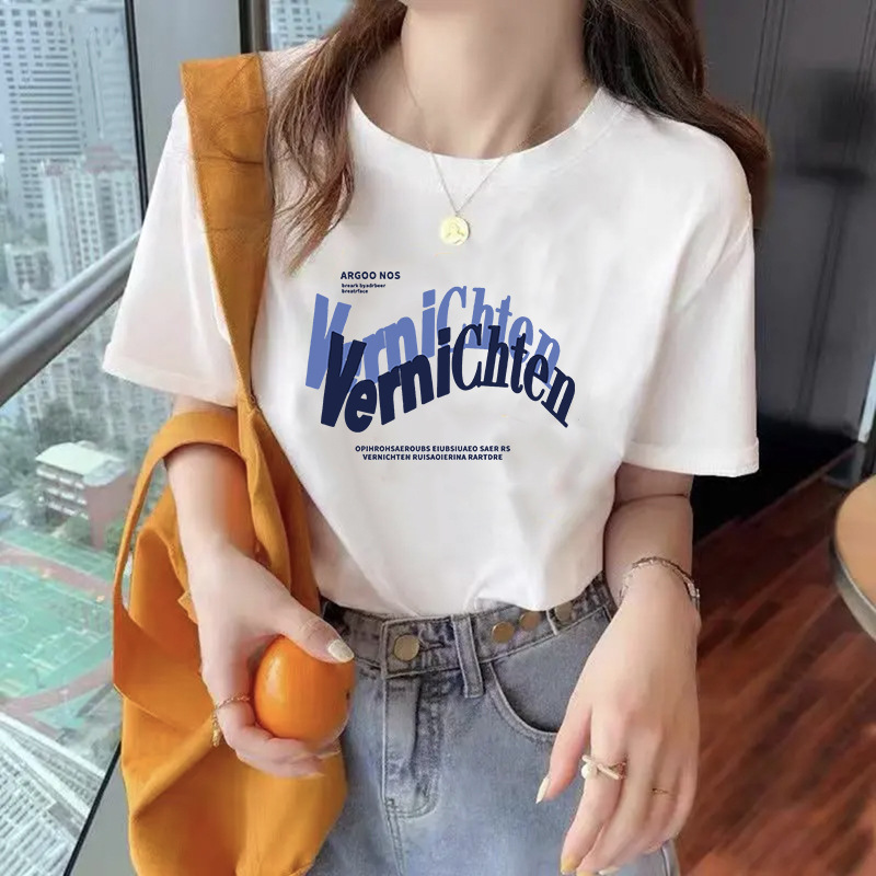 Camiseta de mujer manga corta suelta de dibujos animados Tigre media manga pequeña ropa de dopamina personalidad fresca Camiseta de manga corta moda masculina