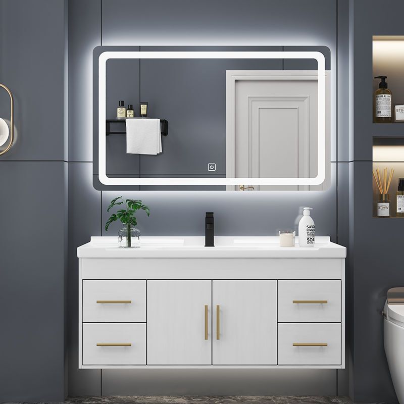 Modern Light Luxury Bathroom Cabinet with Integrated Ceramic Basin, Washbasin Cabinet Combination, Bathroom Sink, Integrated Washbasin Countertop