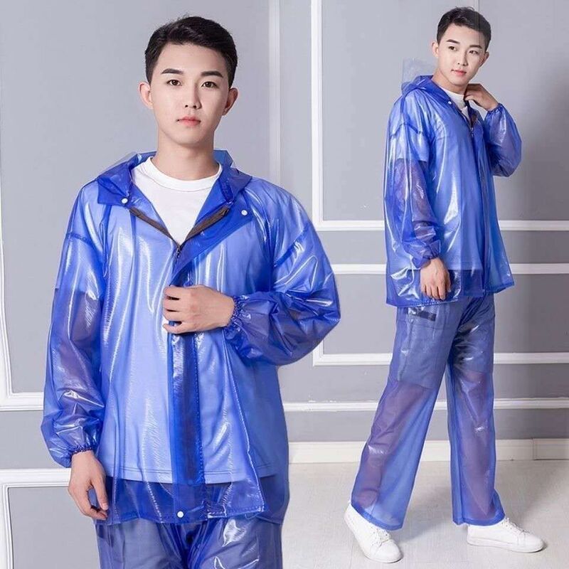 Thickened Lightweight Raincoat and Rain Pants Set for Outdoor Cycling and Delivery, Waterproof Set for Men and Women