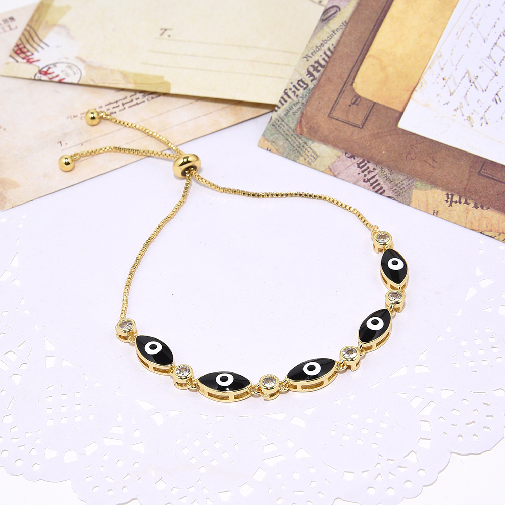 Inlay Design 1 Piece Fashion Eye Copper Inlay Zircon Bracelets