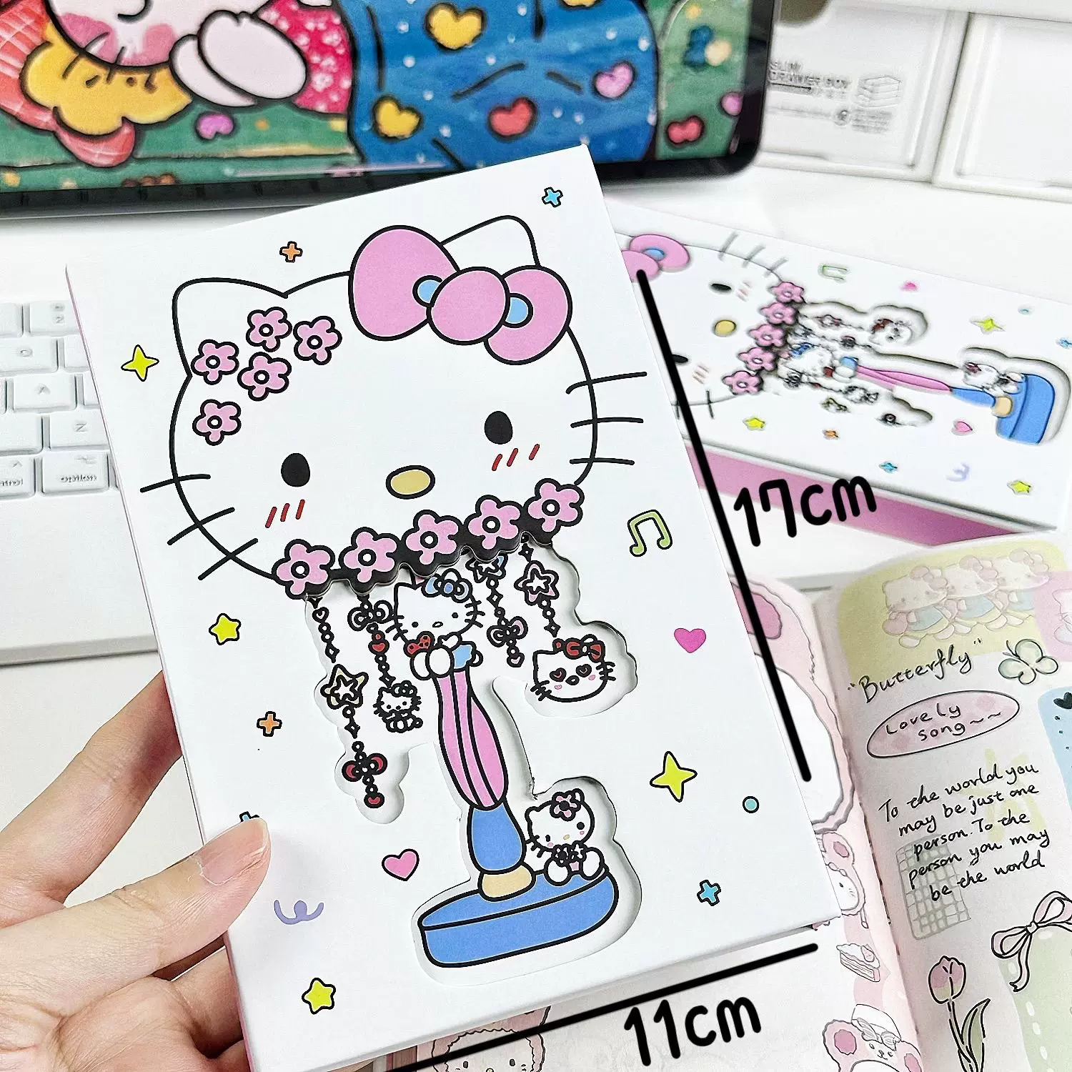 KT猫全彩内页镂空磁吸硬壳笔记本三折叠学生可爱高颜值印花手账本