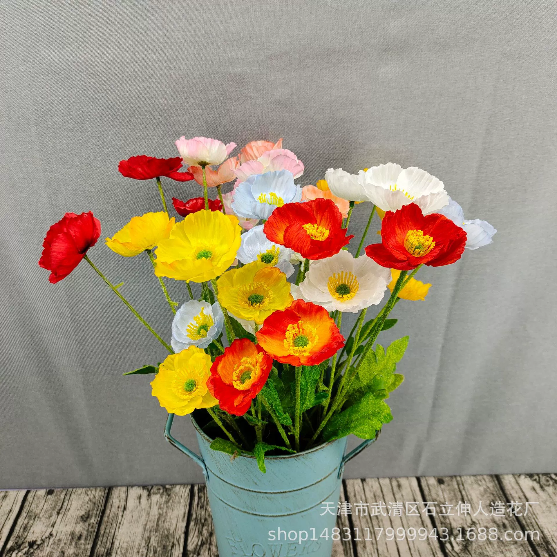 Manufacturer supplies artificial poppies, poppy flowers, wedding hall road leads, artificial flowers decoration, wholesale artificial flowers