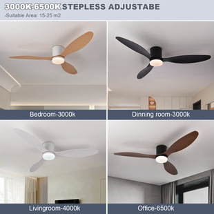 Intelligent Silent Ceiling Fan Lamp Restaurant Lamp Bedroom Lamp Office with Fan Chandelier Home Simple Strong Wind