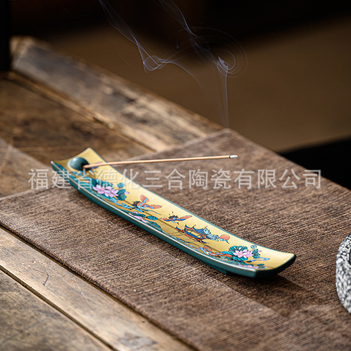 New Enamel Color Line Incense Holder, Ceramic Horizontal Incense Burner, Creative Home Incense Burner, Incense Way Decorative Piece