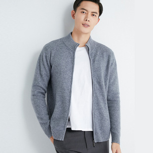 Cashmere Sweater Men's Zipper Half Turtleneck Sweater Long-Sleeved Business Casual Solid Color Wool Shirt Knitwear