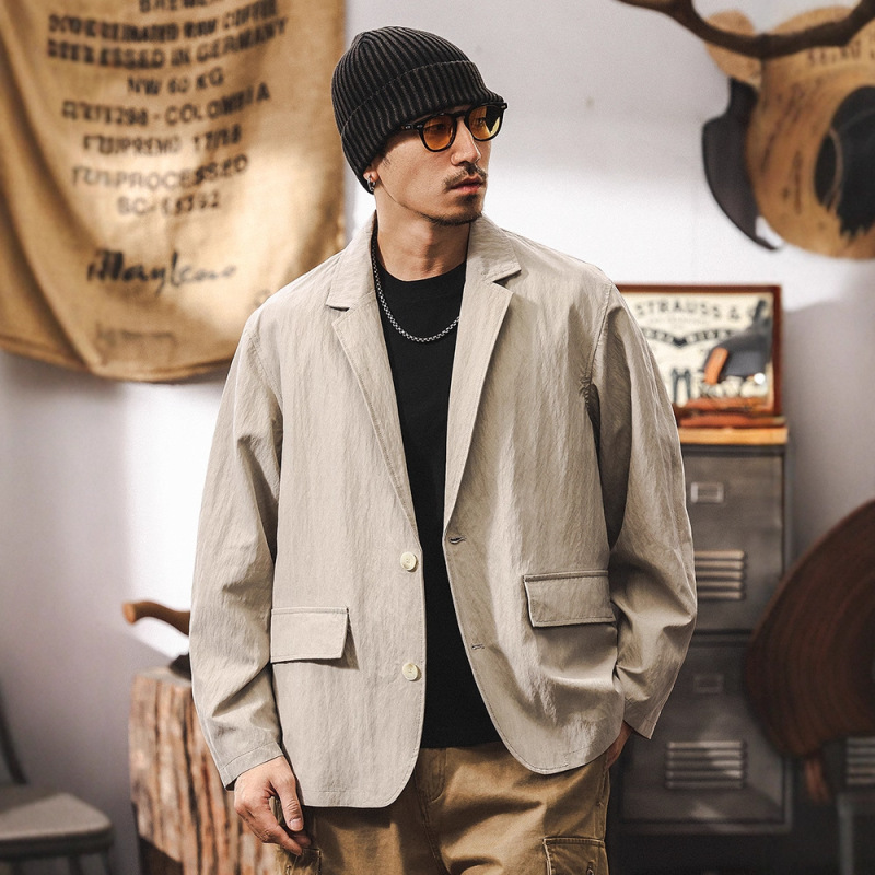 Lyocell Tencel Casual Suit Men's Autum New Loose Trendyy Suit Jacket Thin Jacket Men