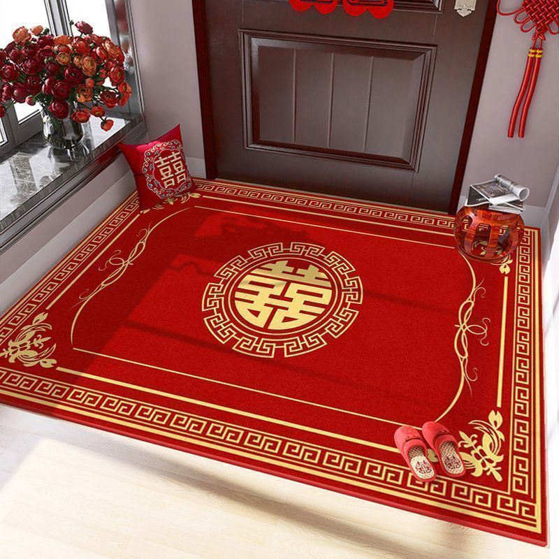 家用结婚入户门地毯新中式喜庆红色婚房脚垫门口进门耐磨耐蹭地垫|undefined