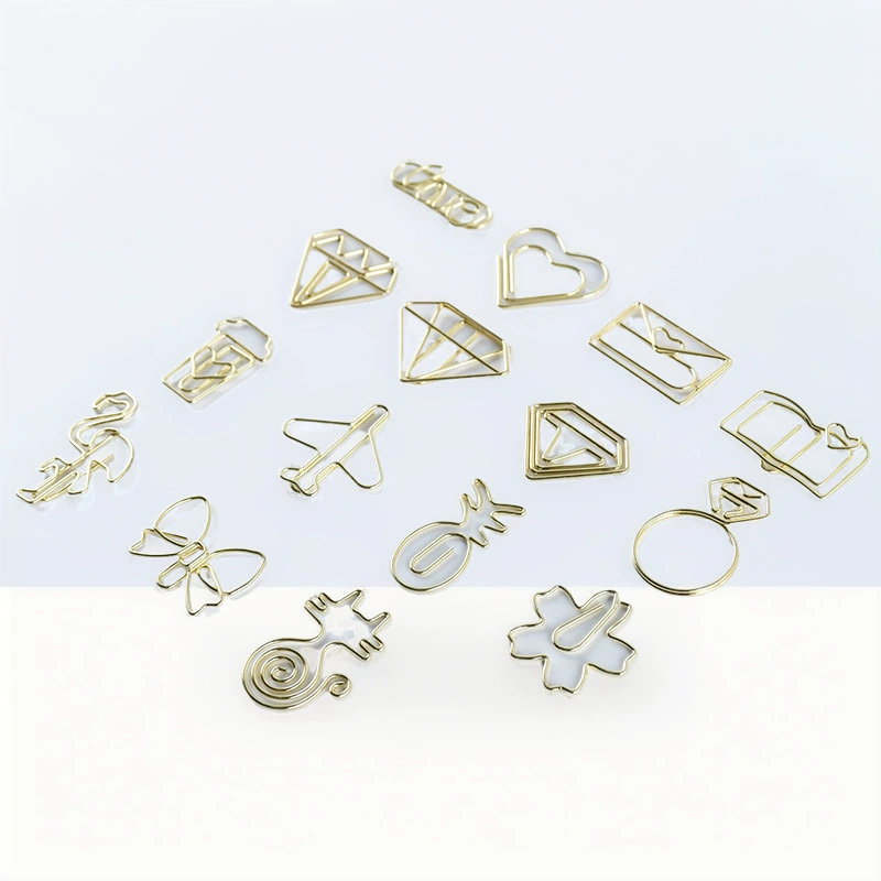 Металлические цветные скрепки для бумаг, канцелярские принадлежности, скрепки для бумаг, большие золотые файлы в самолете, закладки, ящик для хранения канцелярских принадлежностей