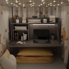 ベッド上のラップトップテーブル、大学生寮のアーティファクト、寝室の二段ベッドデスク、空中折りたたみ式怠惰なテーブル