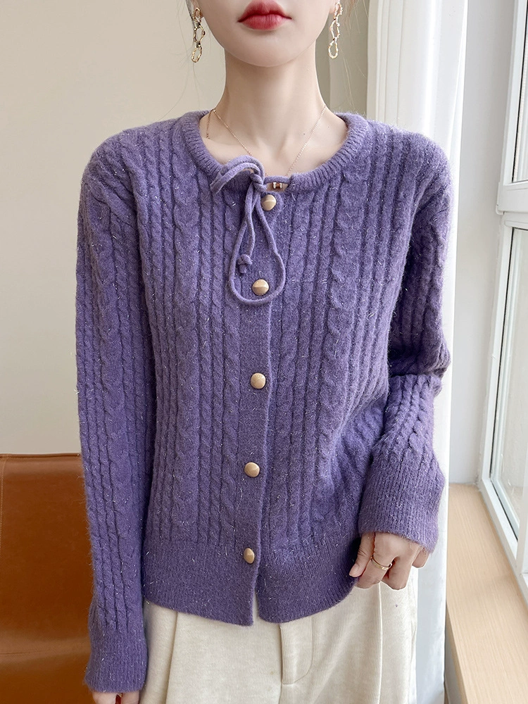 Demi-season cardigan with a round collar, sweater, design jacket, oversize, trend of season