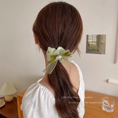 森系鈴蘭花蝴蝶結大腸發圈網紗女夏季扎頭髮繩高彈力頭繩頭飾皮筋