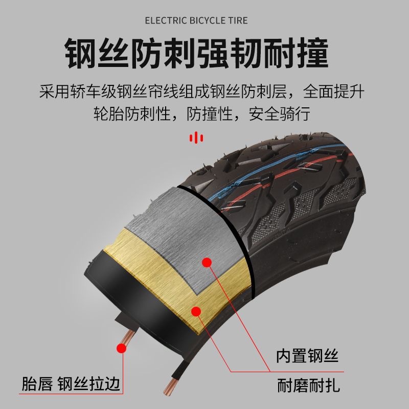 Tire for Electric Scooter/Electric Vehicle 14X2.50/3.00-10 Vacuum Steel Wire Tire for Heavy-Duty Tricycle, Explosion-Proof