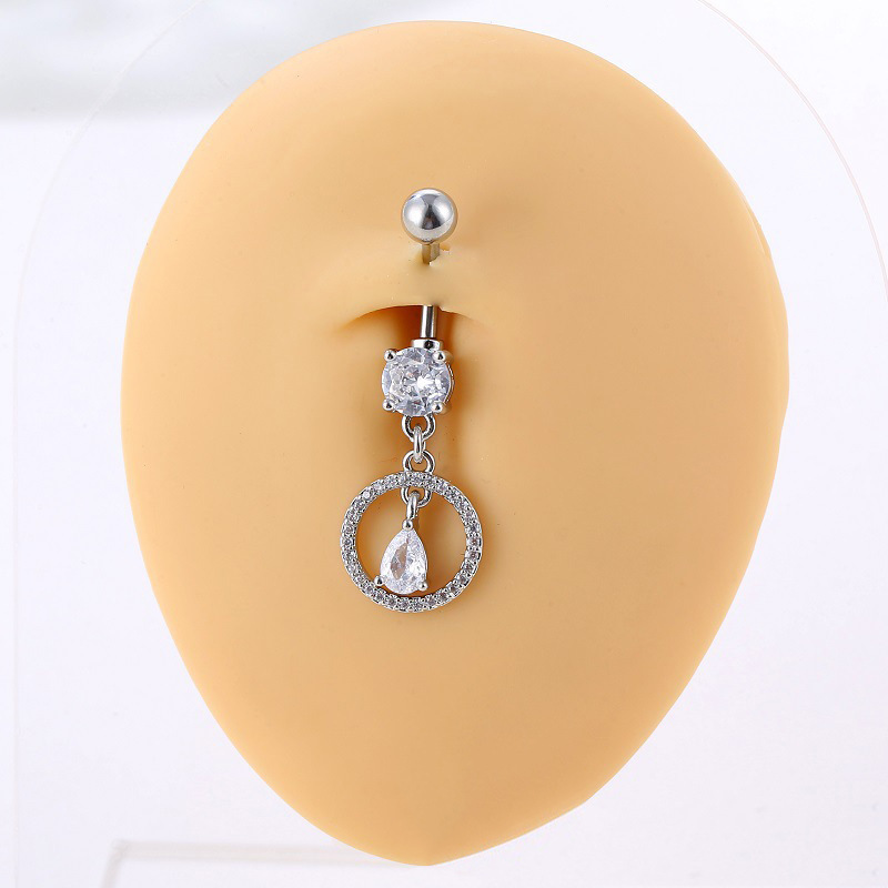 Piercing ombelico zircone con pendente a cuore e fiocco gioiello_voghion.com
