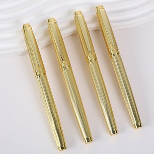 Gold Electroplated Engraved Signature Pen Business Metal Ball Pen Engraved Logo Corporate Annual Meeting Souvenir Gel Pen