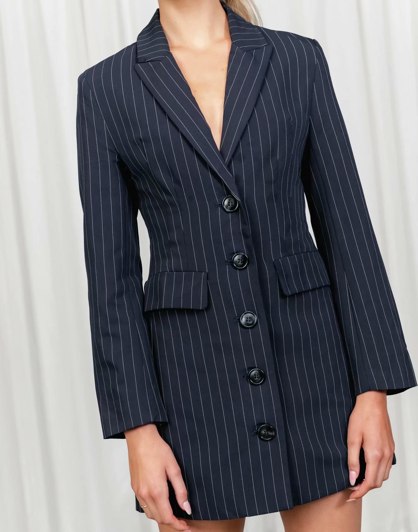 autumn women s single-breasted back-hollow lapel suit striped dress nihaostyles wholesale clothing NSXPF79671