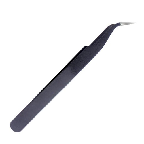 Stainless steel high-precision anti-static tweezers elbow pointed round tip small tweezers electronics factory laboratory bird's nest hair picking