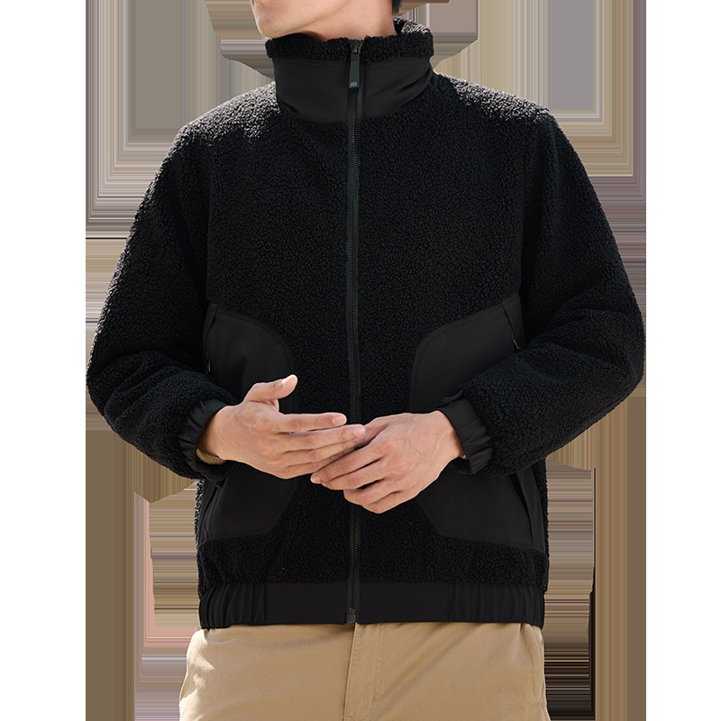 2025 otoño y invierno moda de hombre dos lados chaqueta de cordero chaqueta corta de estilo coreano de cuello grueso herramienta casual chaqueta