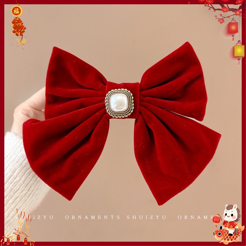 Horquillas Tradicionales Chinas para Niñas de Aleación y Terciopelo para Año Nuevo Chino