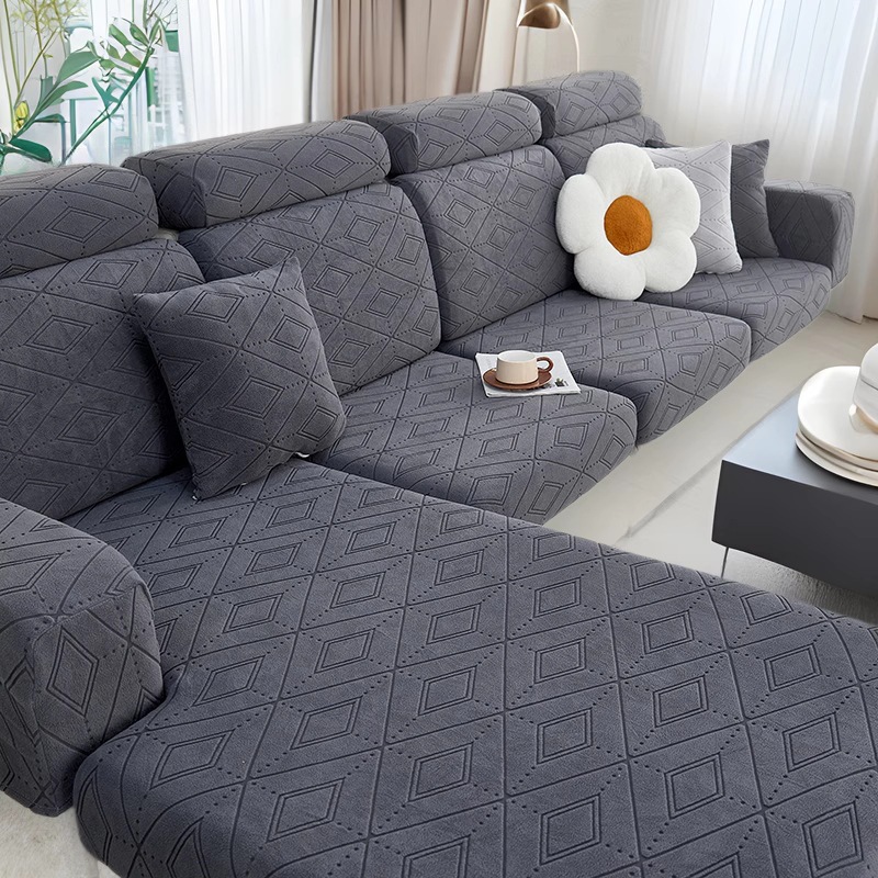 Elastic Sofa Cover, Simple Style, Three-Seater with Chaise Longue, Suitable for All Seasons, Scratch-Resistant, High-End Feel, Lazy Sofa Slipcover