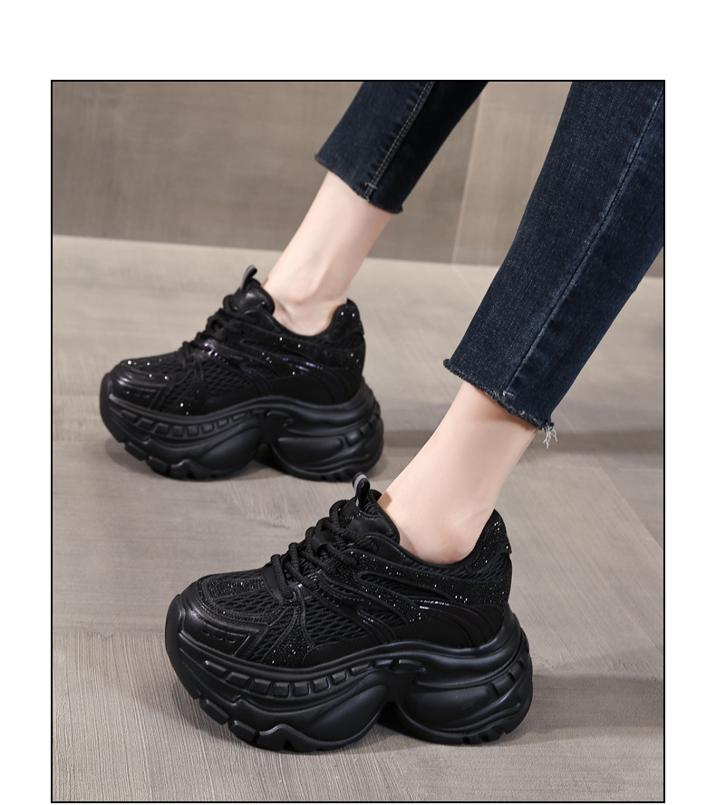 Giày sneaker nữ đế dày tăng chiều cao lưới thoáng khí — màu be chi tiết 14