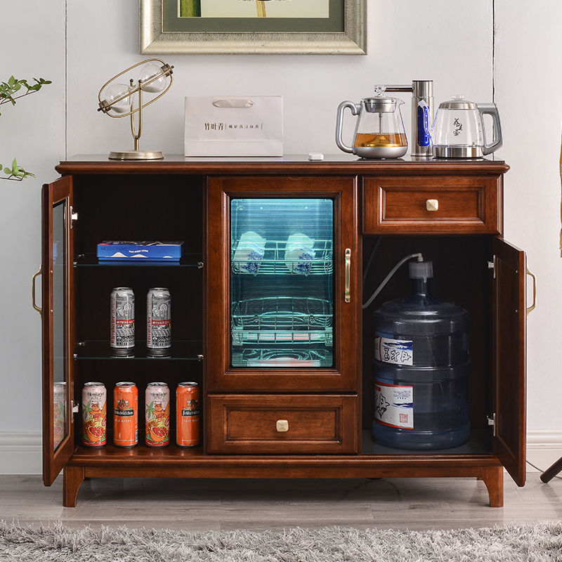 Máquina de bar de té de madera de tres puertas 2021 nueva máquina de beber de agua caliente y fría vertical automática para hervir té caliente