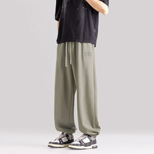 跨境2025春季新款休闲裤男运动裤大码学生工装裤加肥松紧卫裤裤批