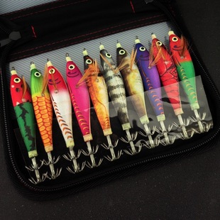 Luminous Wooden Shrimp Squid Hook Korean Yarn Luminous Horizontal Shrimp Bionic Shrimp Lure Luminous Horizontal Shrimp Ten Set