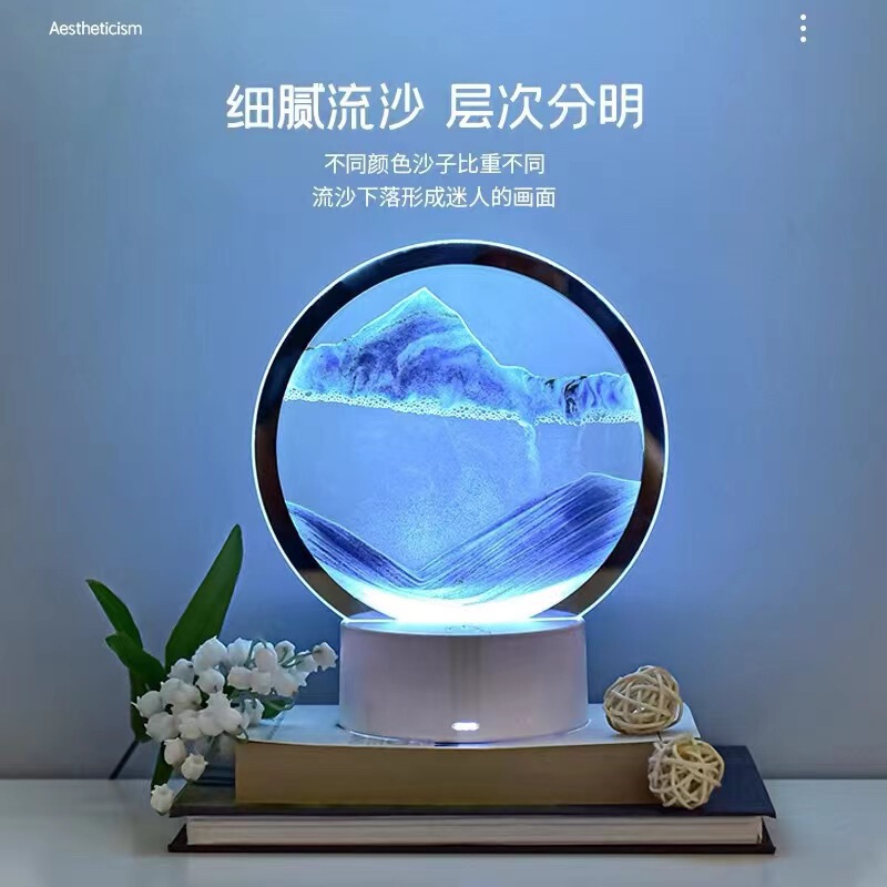 Creative Hourglass Luminous Quicksand Painting Ornament Art Living Room Office Tv Cabinet Light Luxury Decoration Birthday Gift