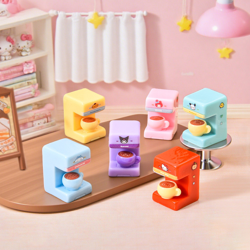 Creative Sanrio Coffee Machine Fun Play House Doll House Small Ornaments Handmade Resin Decoration Small Accessories