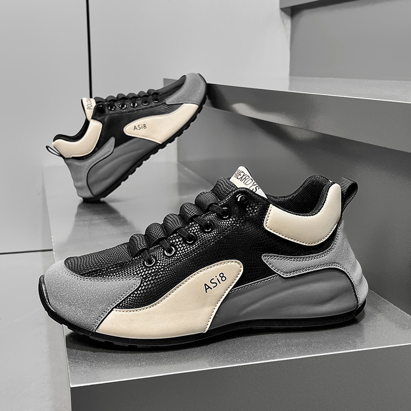 Zapatos de moda para hombres 2025 primavera nueva red un pedazo de cuero para hombres impermeable zapatos deportivos casuales Agan