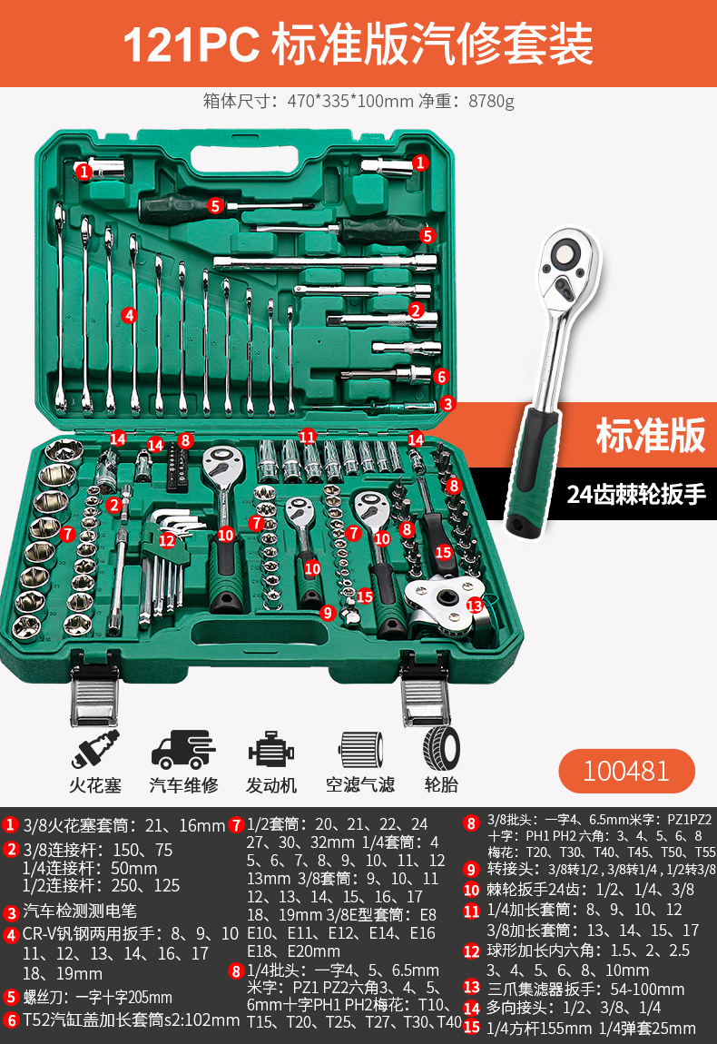 100481 [Standard version 24 teeth] 1/2 Dafei 121-piece set
