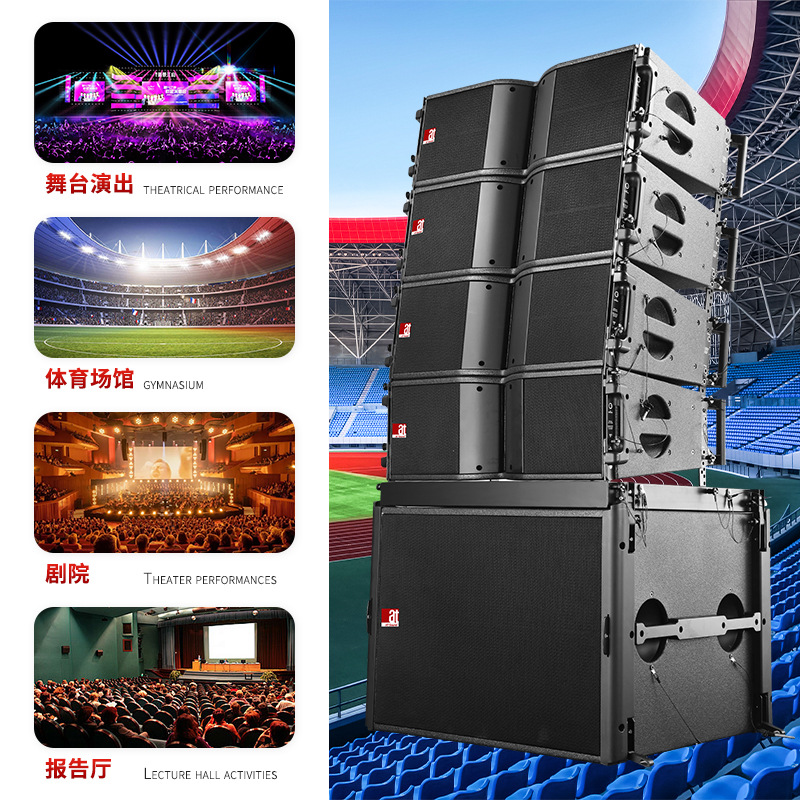 Fábrica de fuente doble 8 pulgadas 10 pulgadas escenario profesional conjunto de sonido de matriz lineal altavoz remoto de alta potencia a prueba de agua activo