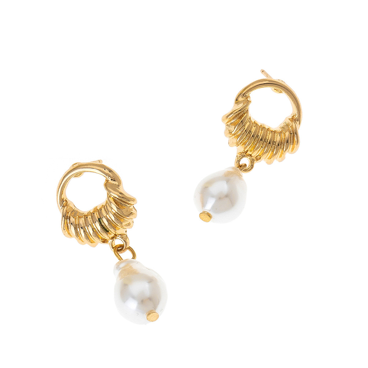 Venta caliente transfronteriza elegante arte perla de forma especial colgante de borla perla barroca metal geométrico pendientes femeninos festival