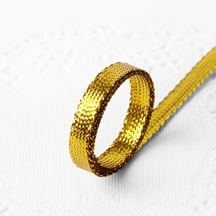 现货批发 100米韩网同款diy装饰编制线材金线 0.5厘米宽扁带