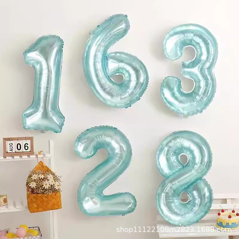 32 inch blue crystal jelly digital balloon outdoor baby birthday party photo background decoration scene layout