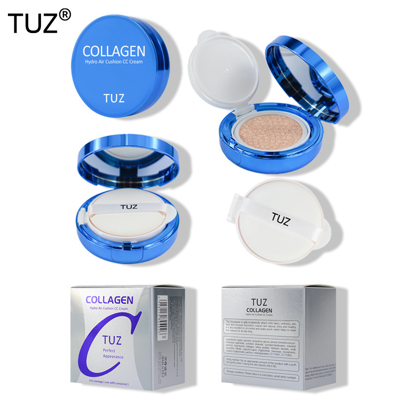 Aliexpress Foreign Trade Tuz # 0402 Collagen Moisturizing Cushion Cream Cross-Border Exclusive Concealer Non-Caking Foundation Liquid Aliexpress Foreign Trade Tuz # 0402 Collagen Moisturizing Cushion Cream Cross-Border Exclusive Concealer Non-Caking Foundation Liquid