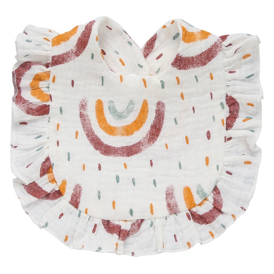 Baberos de encaje para bebés, paños estampados de algodón puro para babas, bandas de gasa transpirables para el cuello