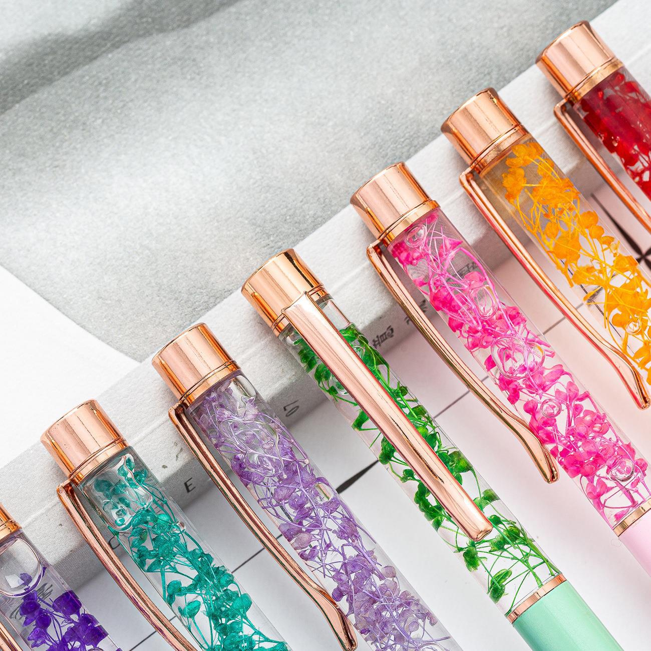Creative DIY Oil Dry Flower Pen Wholesale Empty Tube Pen Advertising Round Pen Special Custom Logo Flower Pen Round Pen