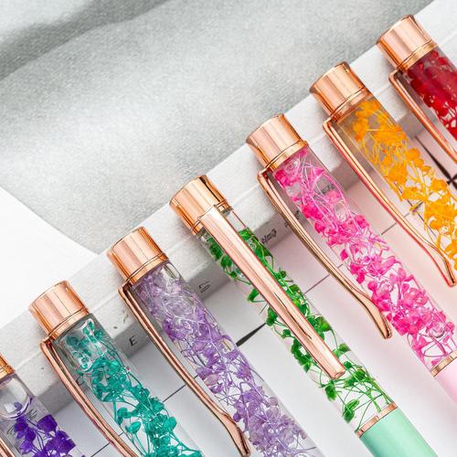 Creative DIY Oil Dry Flower Pen Wholesale Empty Tube Pen Advertising Round Pen Special Custom Logo Flower Pen Round Pen