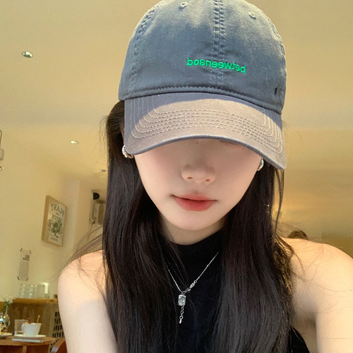 Charcoal Gray Baseball Hat Women's Spring and Summer Casual Soft Top Lettered Peaked Hat Men's Couple Style Sun Protection Sun Hat