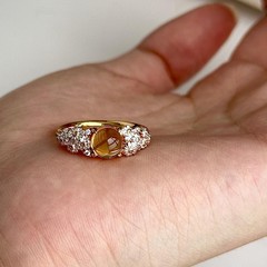 中古风优雅贵气蛋面花朵戒指女小众设计轻奢高级感精致日常指环戒