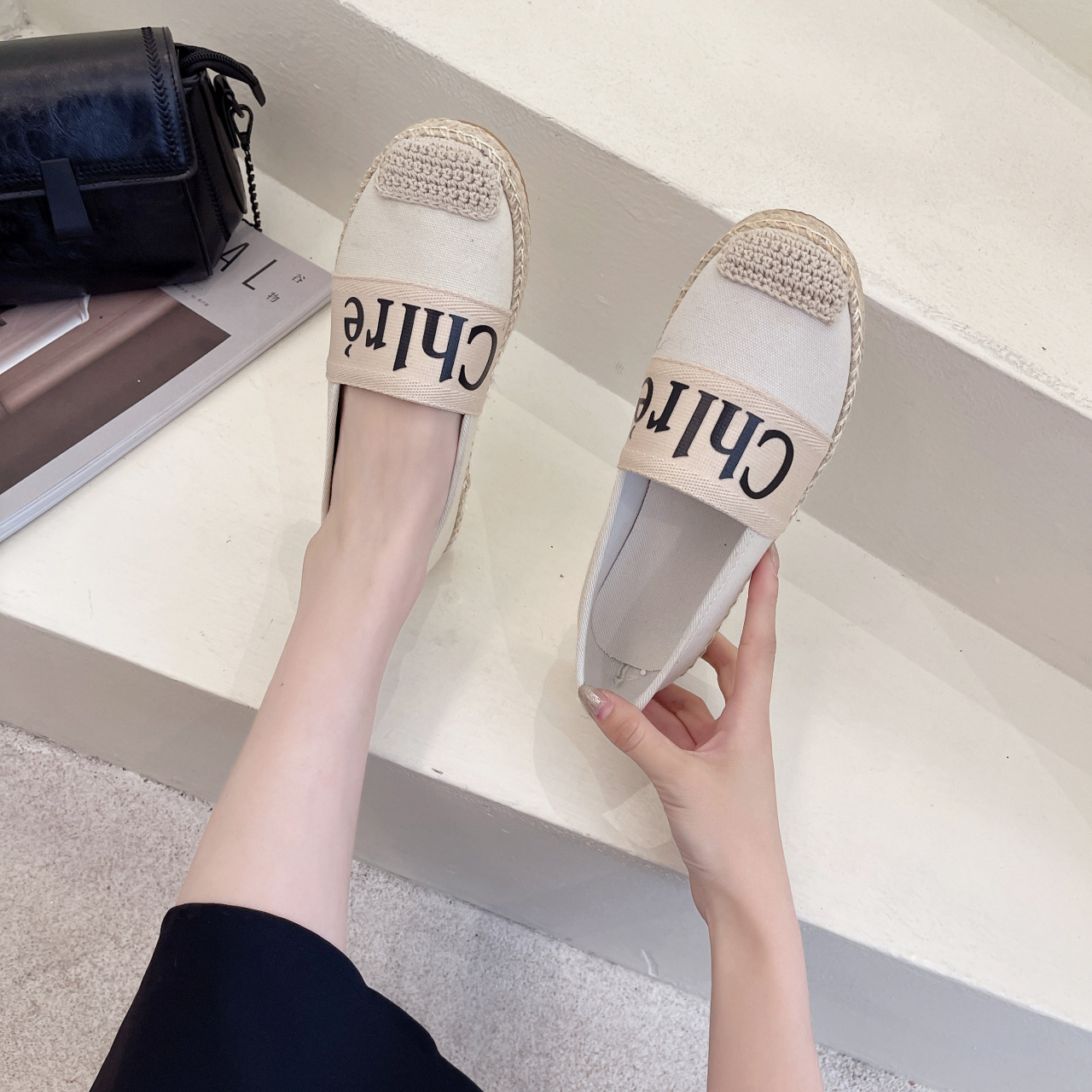 Chaussures de pêcheur pour femmes, mocassins de Style Harajuku Ins, Alphabet coréen, décontractés, plats, paresseux, nouvelle collection automne_voghion.com