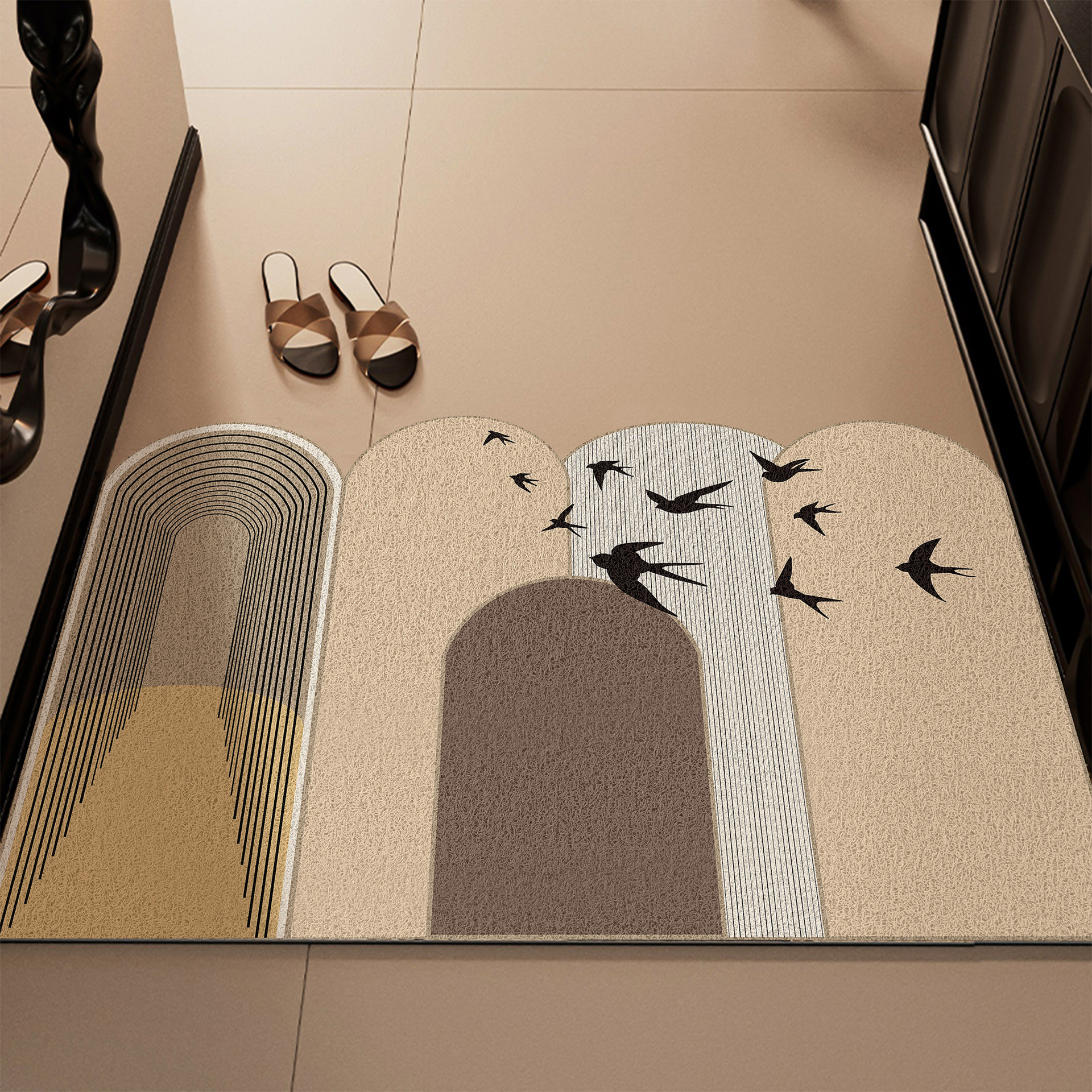 2025 nuevo tipo de alfombra de puerta de alta sensación de anillo de alambre alfombra de pie antideslizante alfombra de puerta se puede cortar