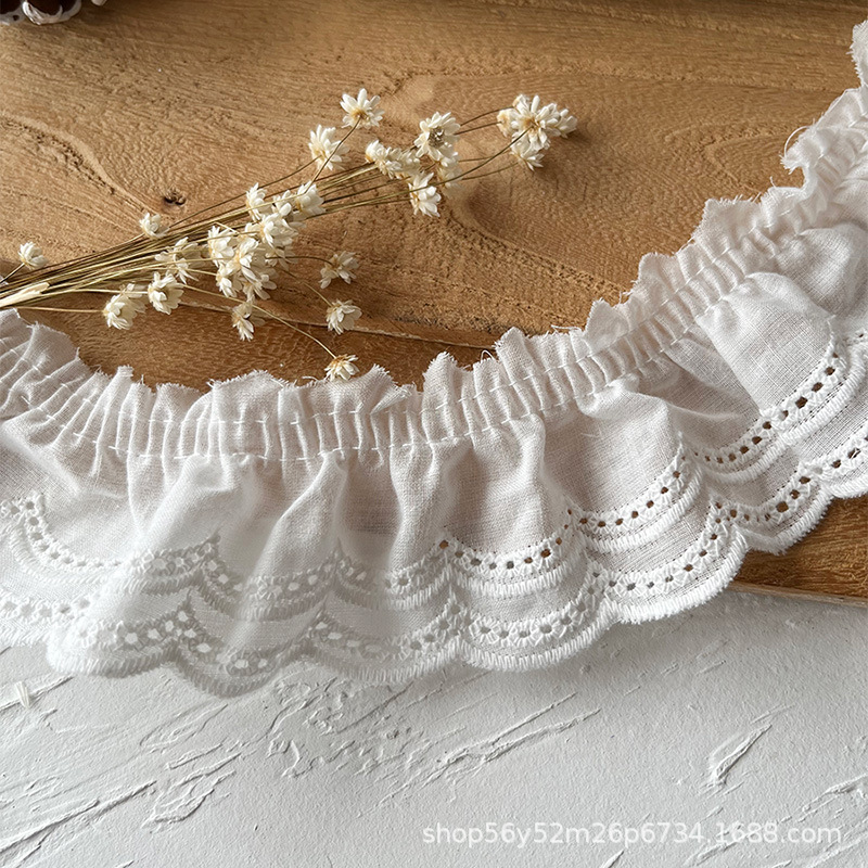 現物の多くの綿の刺繍のしわのレースの家庭用紡績の服装の補助材料の手作りのDIY布芸の白い杏色の卸売り